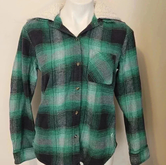 VINTAGE American Eagle Boyfriend Hooded Flannel Size Medium EUC - Picture 5 of 10